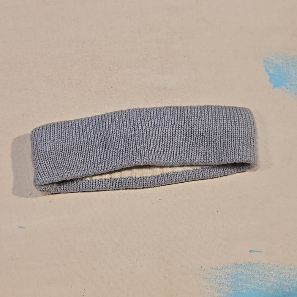 VTG Smiley Wool Headband Light‎ Gray Knit Ski Ear Warmer 1980s Sparks Nevada USA